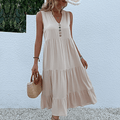 Liora - Women's Casual Sleeveless Tiered Midi Dress
