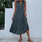 Liora - Women's Casual Sleeveless Tiered Midi Dress