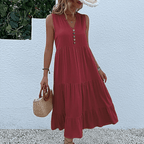 Liora - Women's Casual Sleeveless Tiered Midi Dress