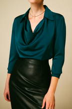 Liora - Women's Elegant Drape Neck Blouse