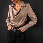 Liora - Women's Elegant Drape Neck Blouse