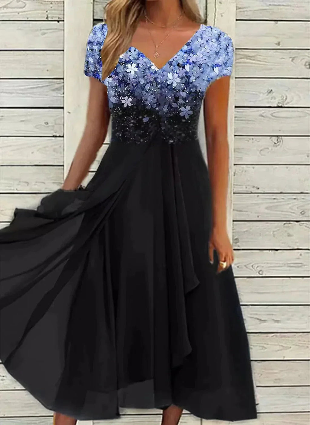Liora - Women's Fancy Sequin Bodice Midi Dress