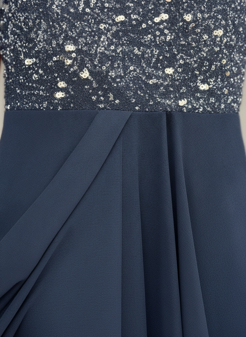 Liora - Women's Fancy Sequin Bodice Midi Dress