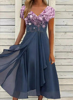 Liora - Women's Fancy Sequin Bodice Midi Dress