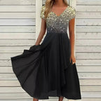 Liora - Women's Fancy Sequin Bodice Midi Dress