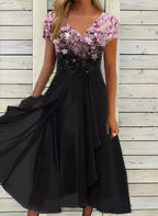 Liora - Women's Fancy Sequin Bodice Midi Dress