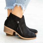 Liora - Women's Faux Suede Ankle Boots with Zip Detail