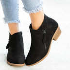 Liora - Women's Faux Suede Ankle Boots with Zip Detail