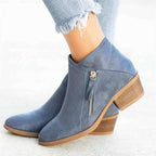 Liora - Women's Faux Suede Ankle Boots with Zip Detail