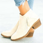 Liora - Women's Faux Suede Ankle Boots with Zip Detail