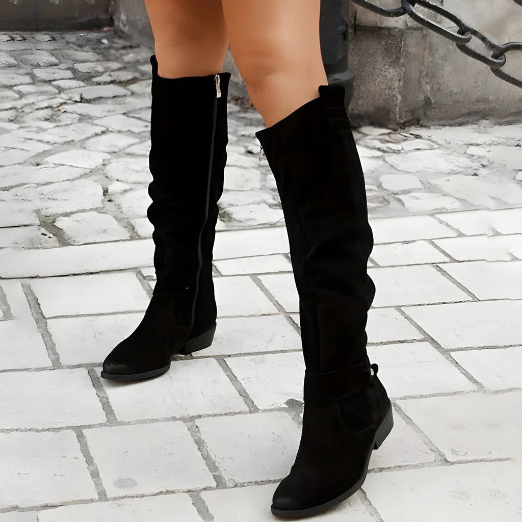 Liora - Women's Stylish Knee High Boots with Buckle Detail