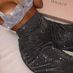 Lyra - Women's Sparkly Wide Leg Trousers