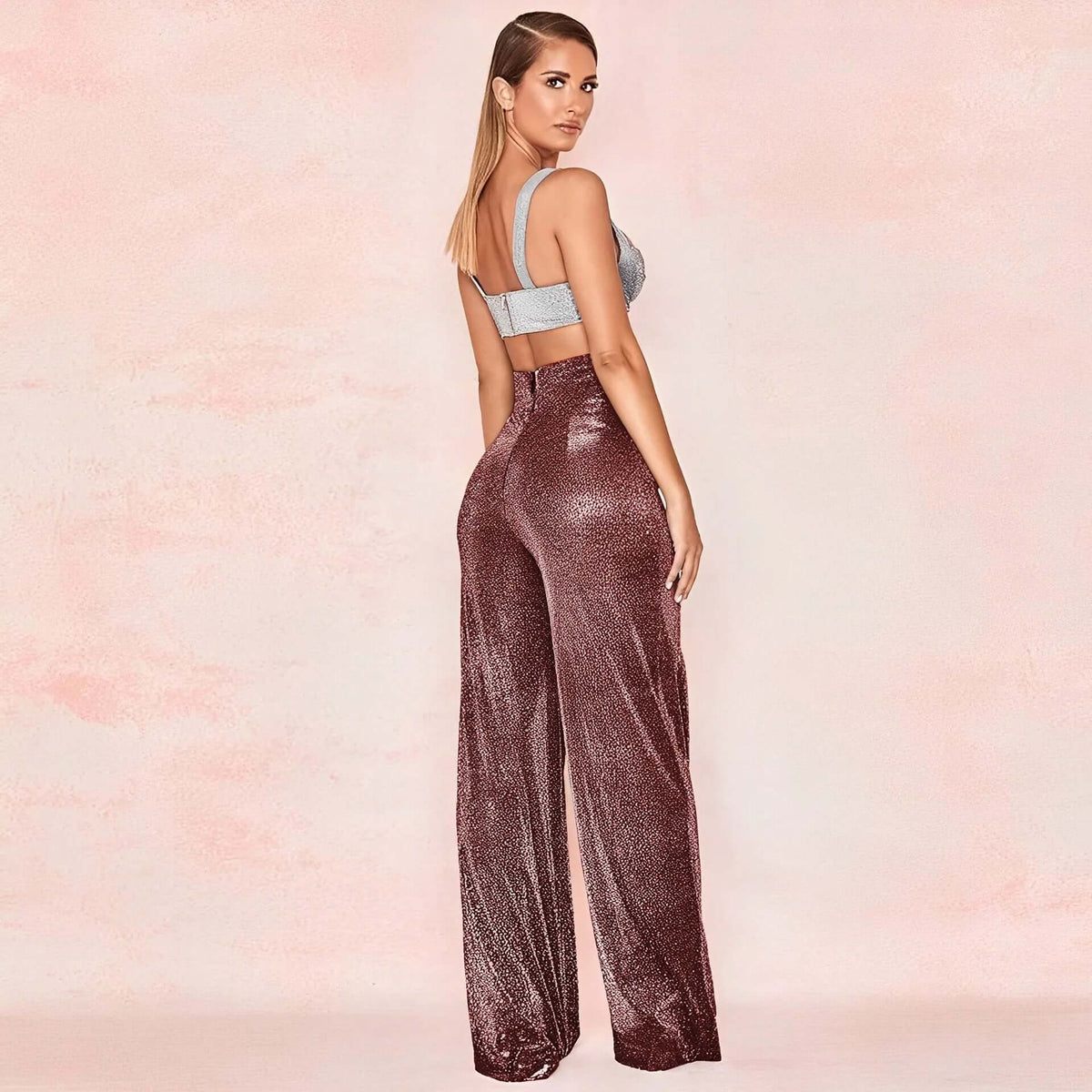 Lyra - Women's Sparkly Wide Leg Trousers