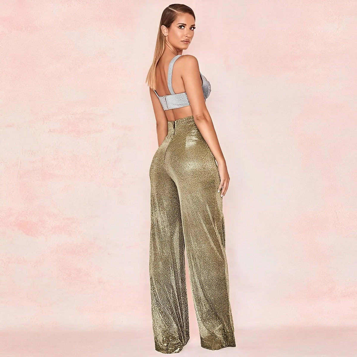 Lyra - Women's Sparkly Wide Leg Trousers