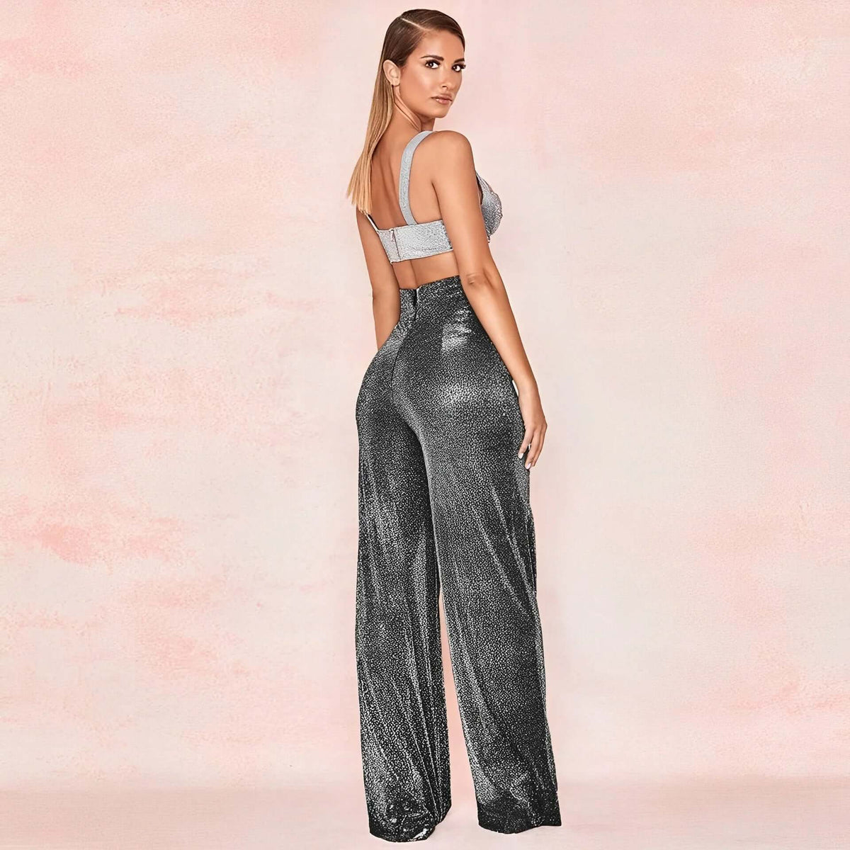 Lyra - Women's Sparkly Wide Leg Trousers