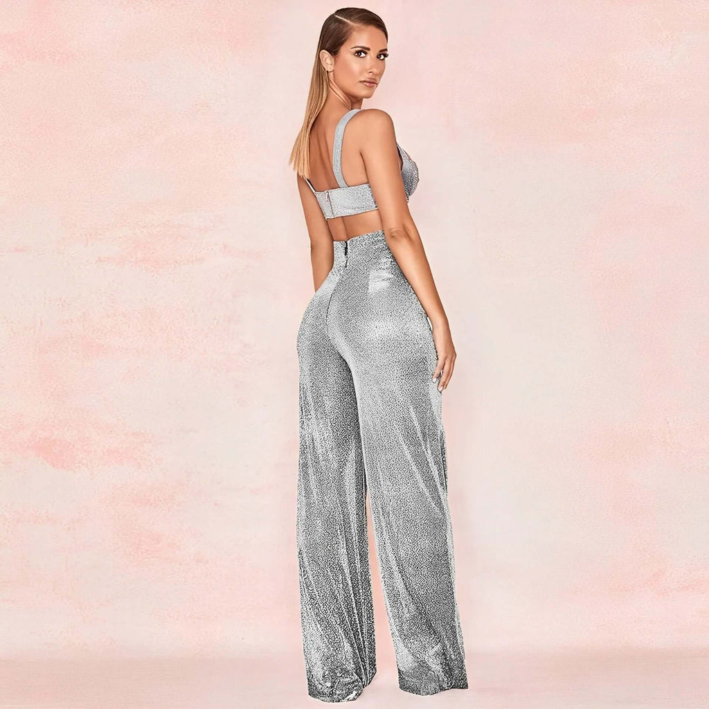 Lyra - Women's Sparkly Wide Leg Trousers
