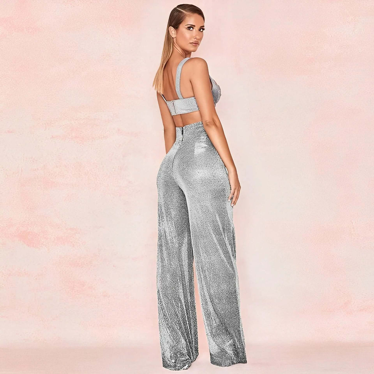 Lyra - Women's Sparkly Wide Leg Trousers