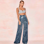 Lyra - Women's Sparkly Wide Leg Trousers