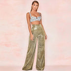 Lyra - Women's Sparkly Wide Leg Trousers