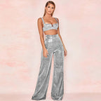 Lyra - Women's Sparkly Wide Leg Trousers