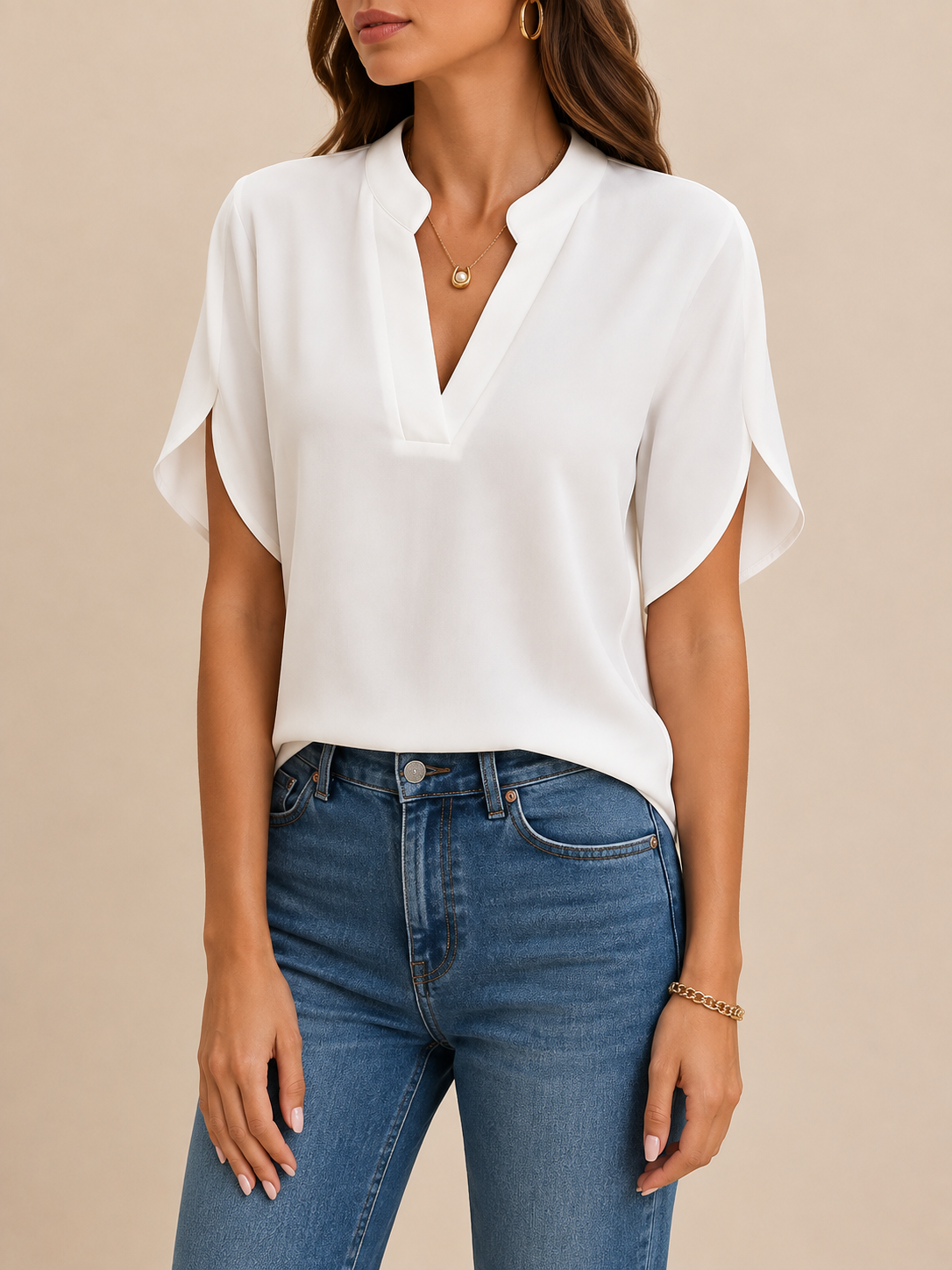 Maelle - Women's Relaxed V Neck Blouse