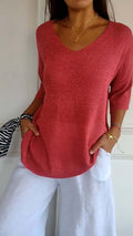 Maeve - Women's Casual V-Neck Knitted Tunic Jumper