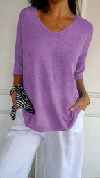 Maeve - Women's Casual V-Neck Knitted Tunic Jumper