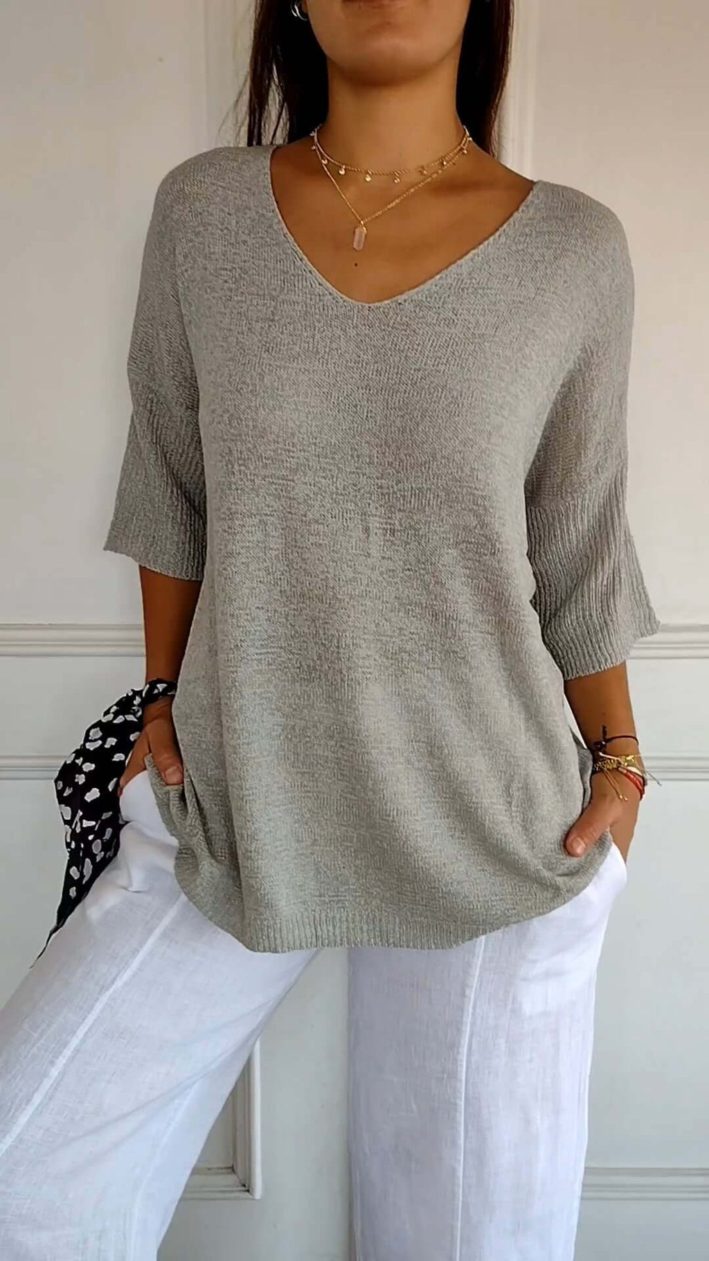 Maeve - Women's Casual V-Neck Knitted Tunic Jumper