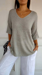 Maeve - Women's Casual V-Neck Knitted Tunic Jumper