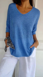 Maeve - Women's Casual V-Neck Knitted Tunic Jumper