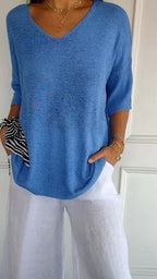Maeve - Women's Casual V-Neck Knitted Tunic Jumper