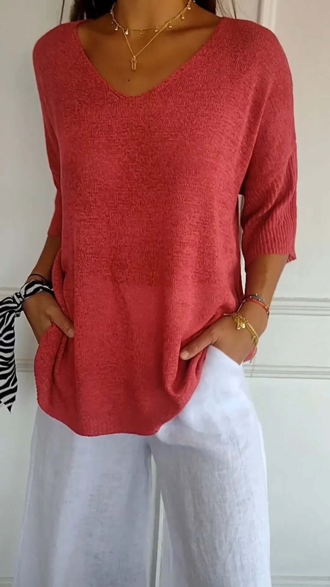 Maeve - Women's Casual V-Neck Knitted Tunic Jumper