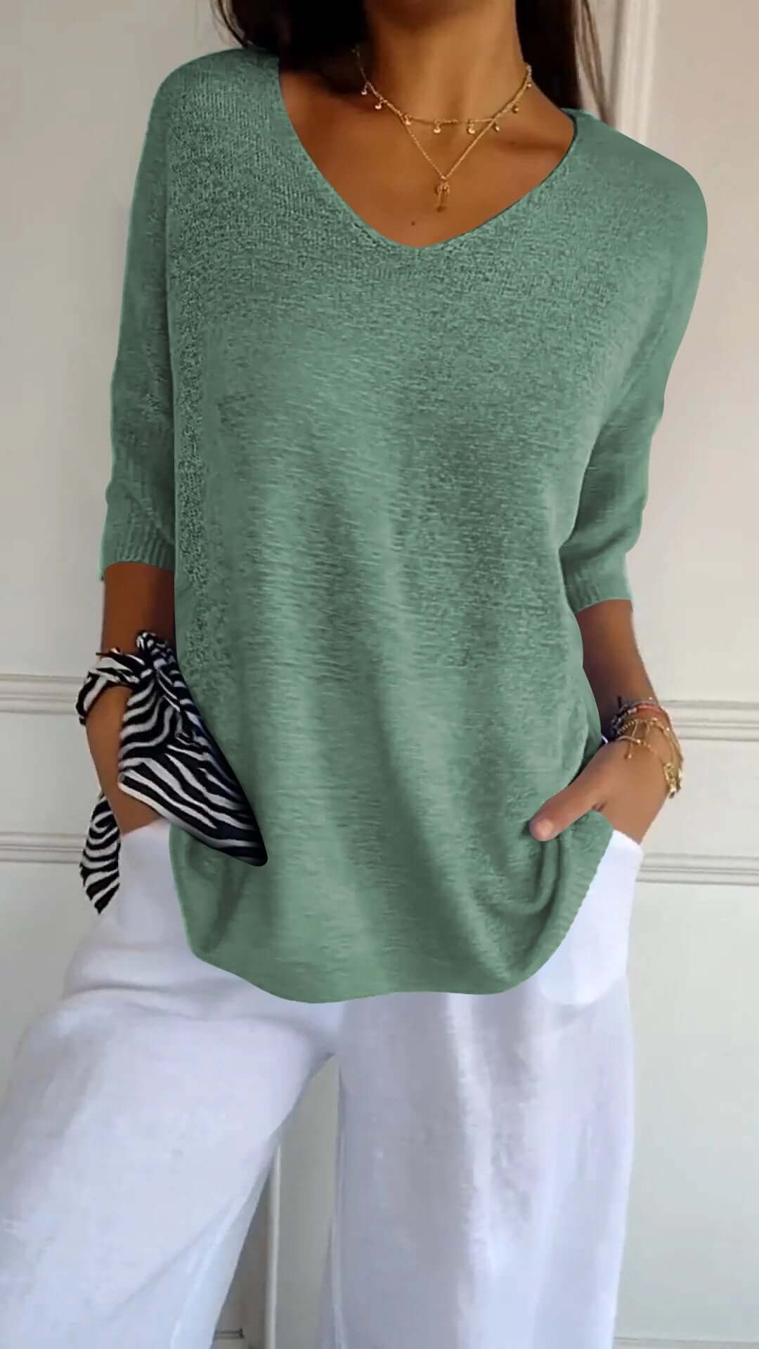 Maeve - Women's Casual V-Neck Knitted Tunic Jumper