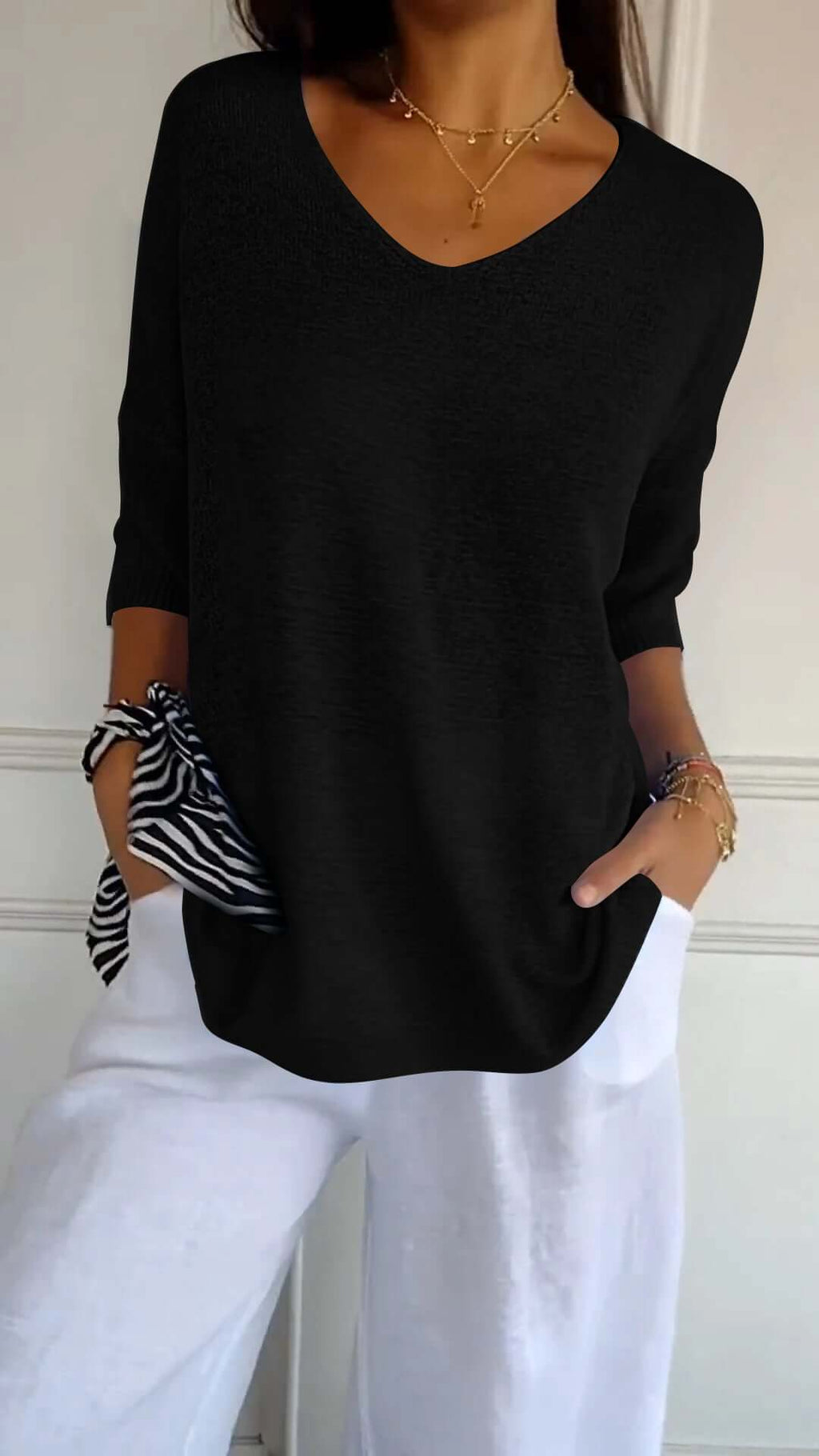 Maeve - Women's Casual V-Neck Knitted Tunic Jumper