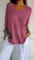 Maeve - Women's Casual V-Neck Knitted Tunic Jumper