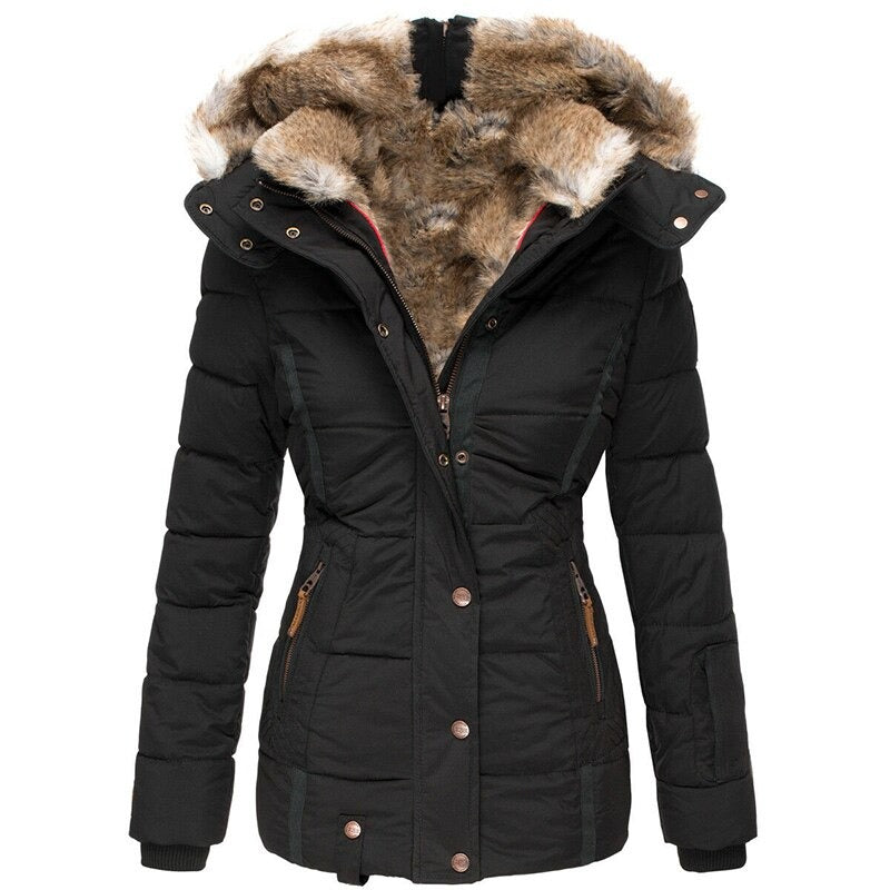 Maren - Women's Waterproof Winter Coat with Faux Fur Hood