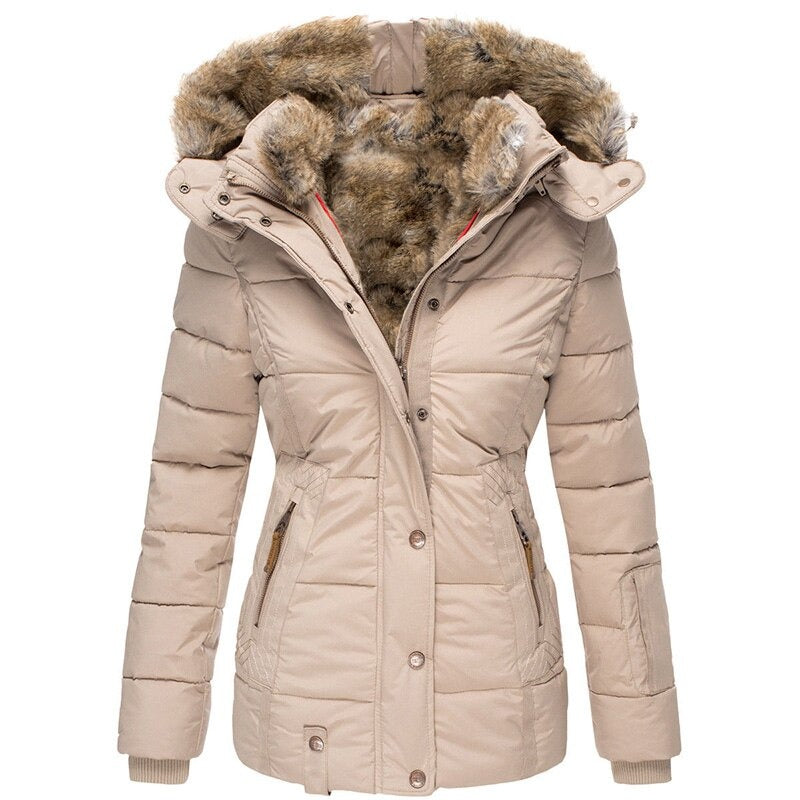 Maren - Women's Waterproof Winter Coat with Faux Fur Hood