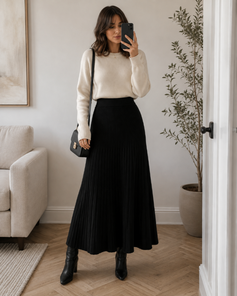 Marin - Women's Elegant Long Pleated Skirt