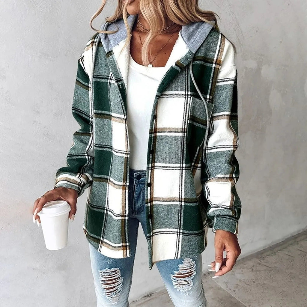 Marlowe - Women's Casual Plaid Hooded Shirt