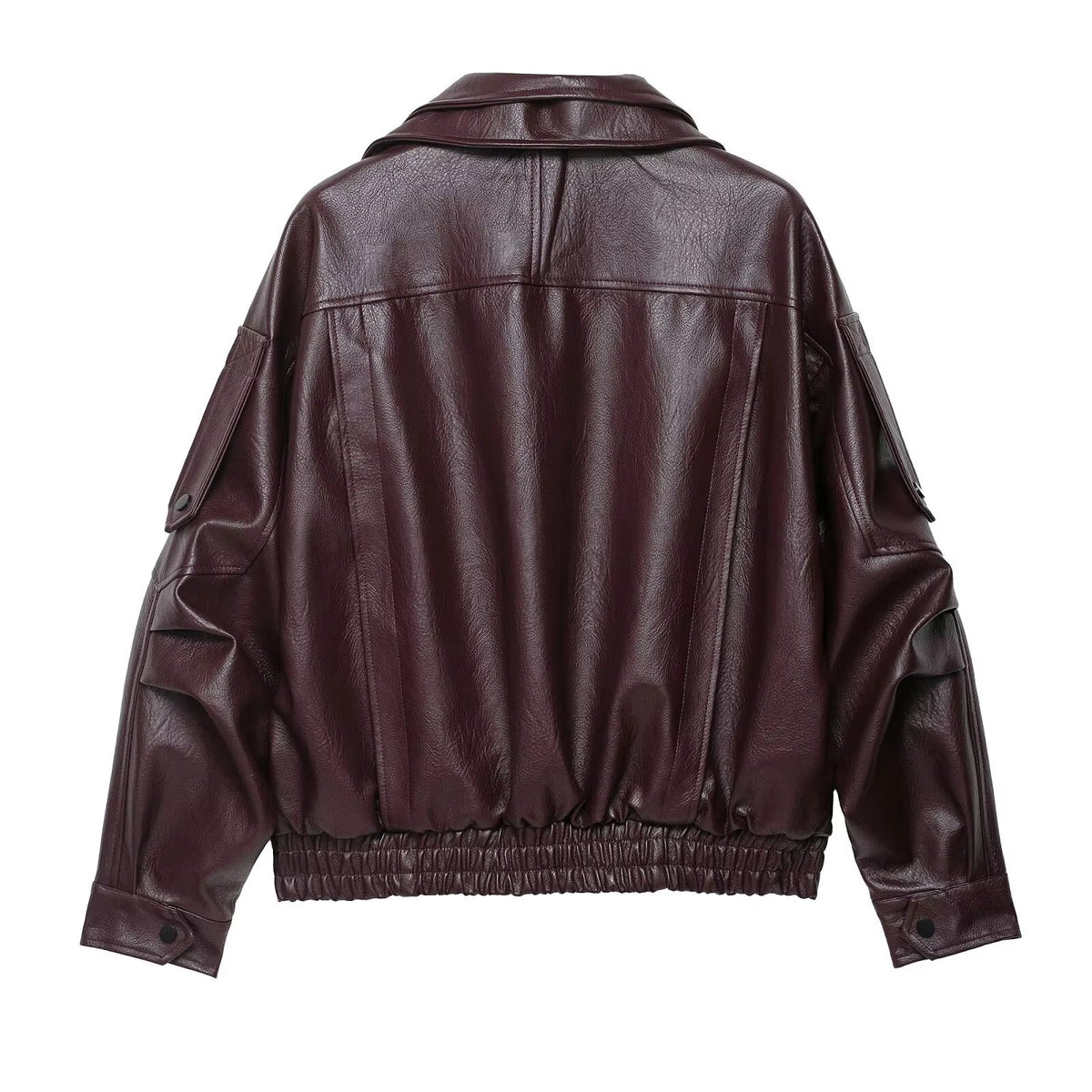Mavis - Women's Faux Leather Jacket with Buckle Detail