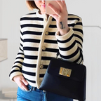 Mette - Women's Classic Striped Cardigan with Gold Buttons