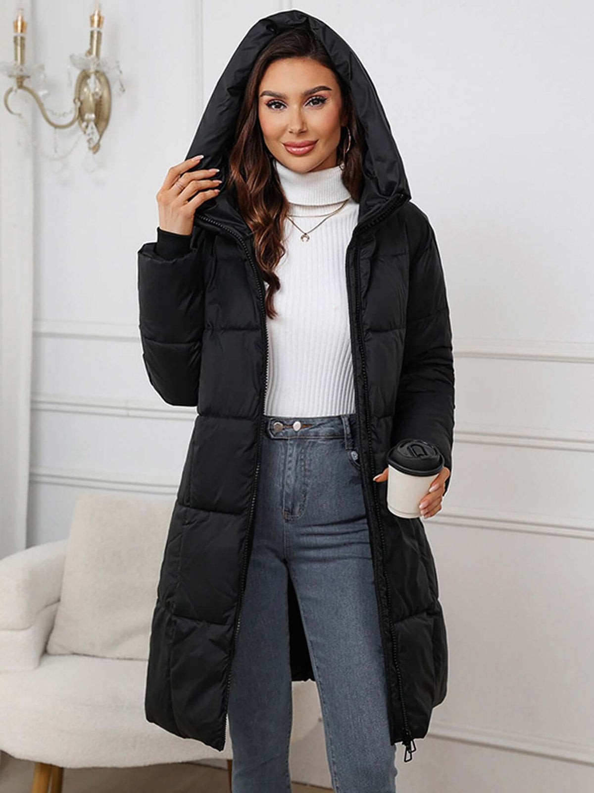 Moira - Women's Classic Puffer Winter Coat with Hood