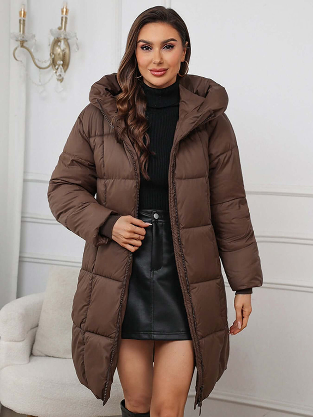 Moira - Women's Classic Puffer Winter Coat with Hood