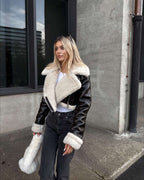 Nerys - Women's Chic Faux Leather Winter Jacket