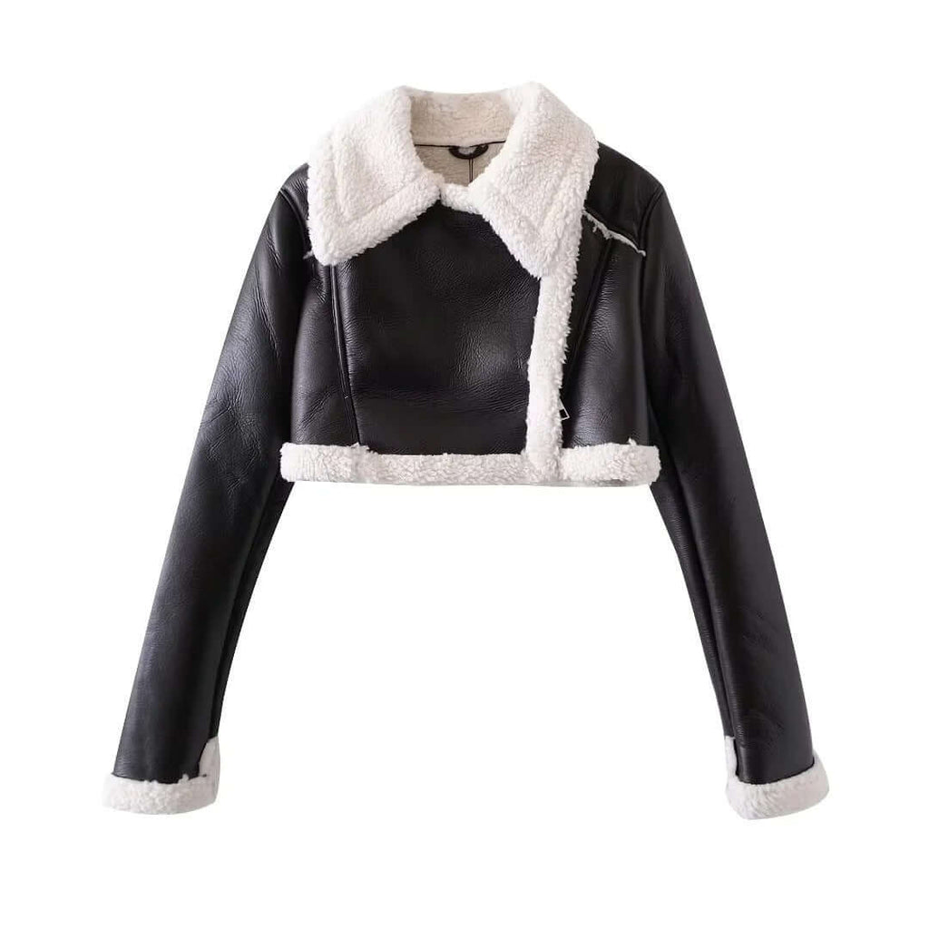 Nerys - Women's Chic Faux Leather Winter Jacket
