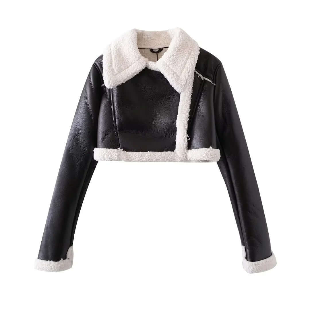 Nerys - Women's Chic Faux Leather Winter Jacket