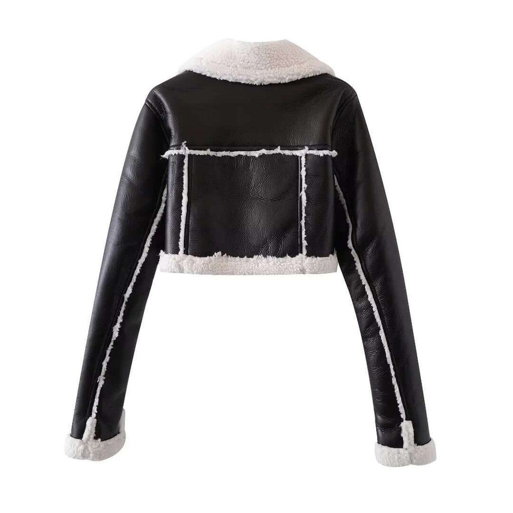 Nerys - Women's Chic Faux Leather Winter Jacket