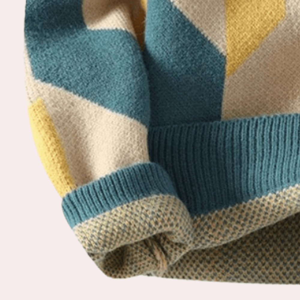 Nolan - Men's Geometric Patterned Knitted Jumper