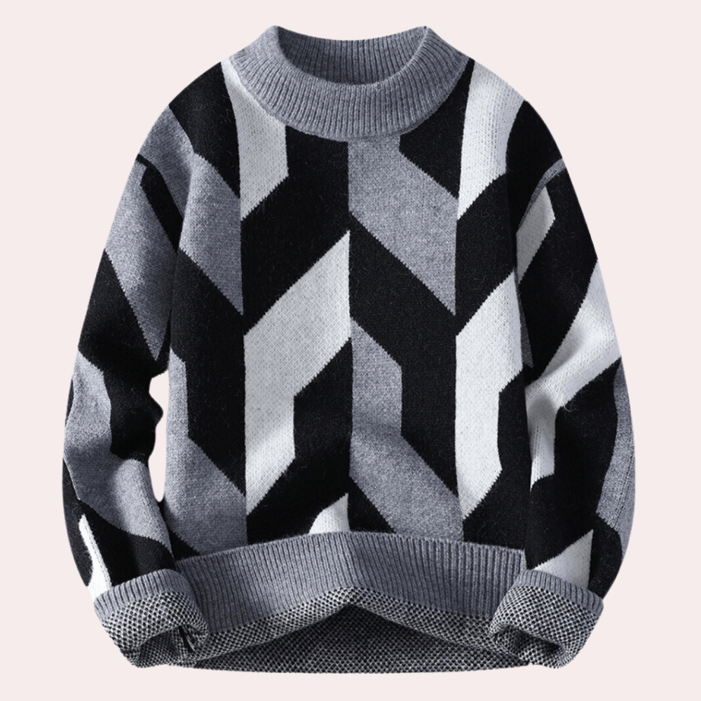 Nolan - Men's Geometric Patterned Knitted Jumper