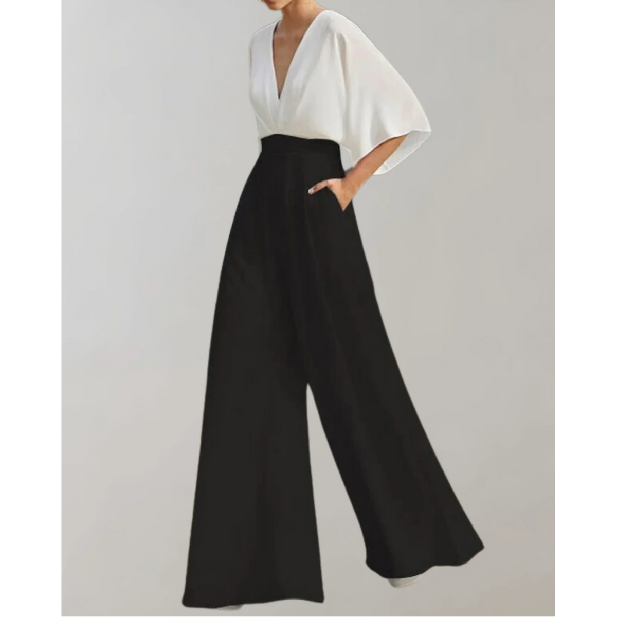 Nyla - Women's Elegant V-Neck Jumpsuit